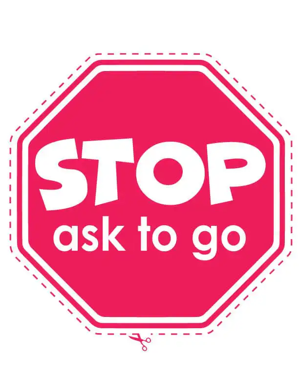 Stop ask to go visual communication card for children by Therapy & Beyond