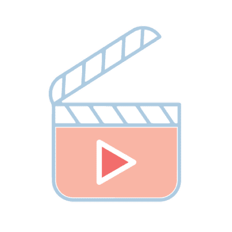 Video and film icon showing a movie clapperboard with a play button symbol